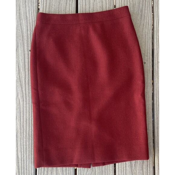 J.Crew No. 2 Pencil Skirt Wool 100% Red Wine Size 00 Rich Jewel Tone Preppy - Picture 1 of 12